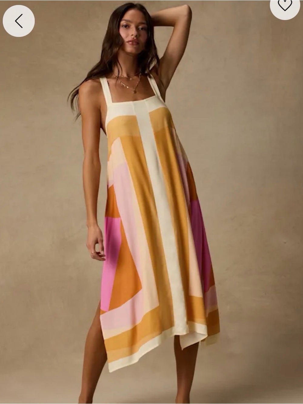 O'Neill Multicolor Geometric Midi Dress in Yellow, Pink & Cream